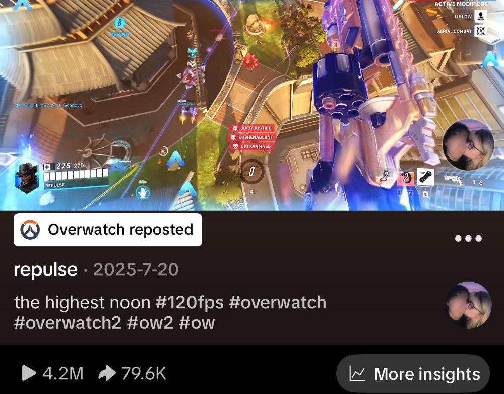 Overwatch reposted: the highest noon, 4.2M views